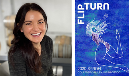 Podcast_s2E2.png Phooto of Meg Rulli and Flip Turn Syrah Label
